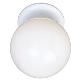 Maxim Lighting Essentials 6" 1-Light Flush Mount - White Glass Shade - 120V - White