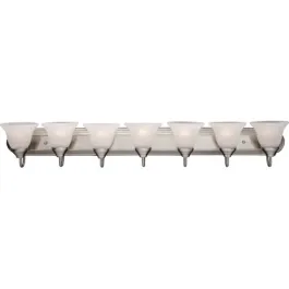 Maxim Lighting Essentials 7-Light Vanity Light - Marble Glass Shade - 120V - Satin Nickel