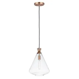Maxim Lighting Abbott 1-Light Pendant - 120V - Weathered Oak / Antique Brass