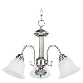 Maxim Lighting Malaga 3-Light Chandelier - Marble Glass Shade - 120V - Satin Nickel