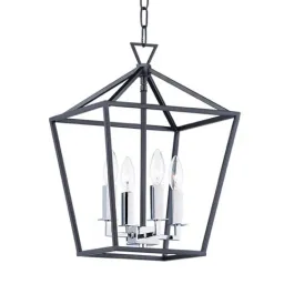 Maxim Lighting Abode 4-Light Small Chandelier - 120V - Textured Black / Polished Nickel