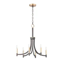 Maxim Lighting Lyndon 6-Light Chandelier - 120V - Bronze / Antique Brass