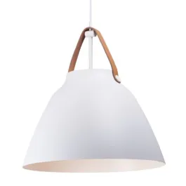 Maxim Lighting Nordic 20" 1-Light Pendant - 120V - Tan Leather / White