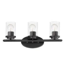 Maxim Lighting Corona 3-Light Vanity Light - Clear Glass Shade - 120V - Black
