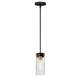 Maxim Lighting Pinn 1-Light Mini Pendant - 120V - Black / Satin Brass