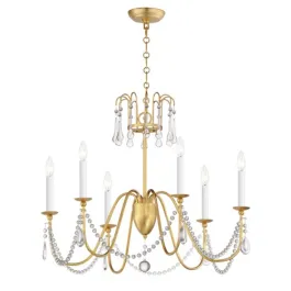Maxim Lighting Plumette 6-Light Chandelier w/ Crystal - 120V - Gold Leaf