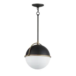 Maxim Lighting Duke 12" 1-Light Pendant - 120V - Black / Weathered Brass
