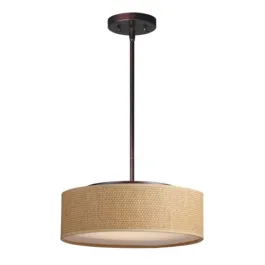 Maxim Lighting Prime 16" LED Pendant - 3000K - 120V - Grass Cloth / Oil Rubbed Bronze