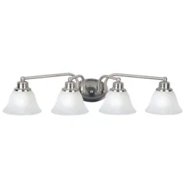 Maxim Lighting Malaga 4-Light Vanity Light - Marble Glass Shade - 120V - Satin Nickel