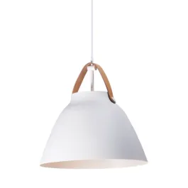 Maxim Lighting Nordic 14" 1-Light Pendant - 120V - Tan Leather / White