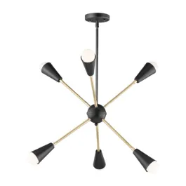 Maxim Lighting Lovell 6-Light Pendant - 120V - Black / Satin Brass