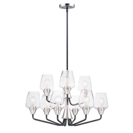 Maxim Lighting Goblet 9-Light Chandelier - 120V - Black / Satin Nickel