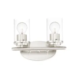 Maxim Lighting Corona 2-Light Vanity Light - Clear Glass Shade - 120V - Satin Nickel