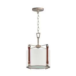 Maxim Lighting Sausalito 1-Light Medium Pendant - 120V - Weathered Zinc / Brown Suede