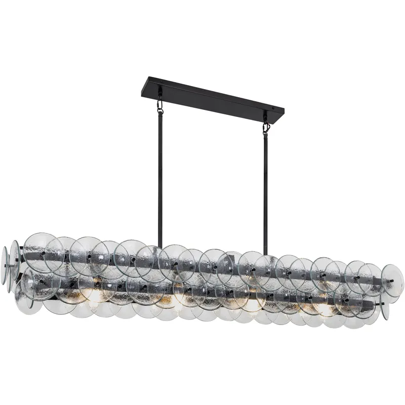 Loren 5 Light 54 inch Gunmetal Linear Pendant Ceiling Light in Textured Clear