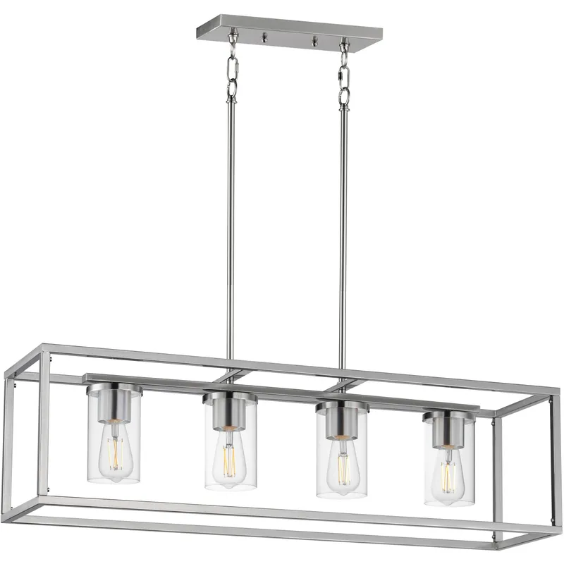 Lateral 4 Light 36 inch Satin Nickel Linear Pendant Ceiling Light in Clear