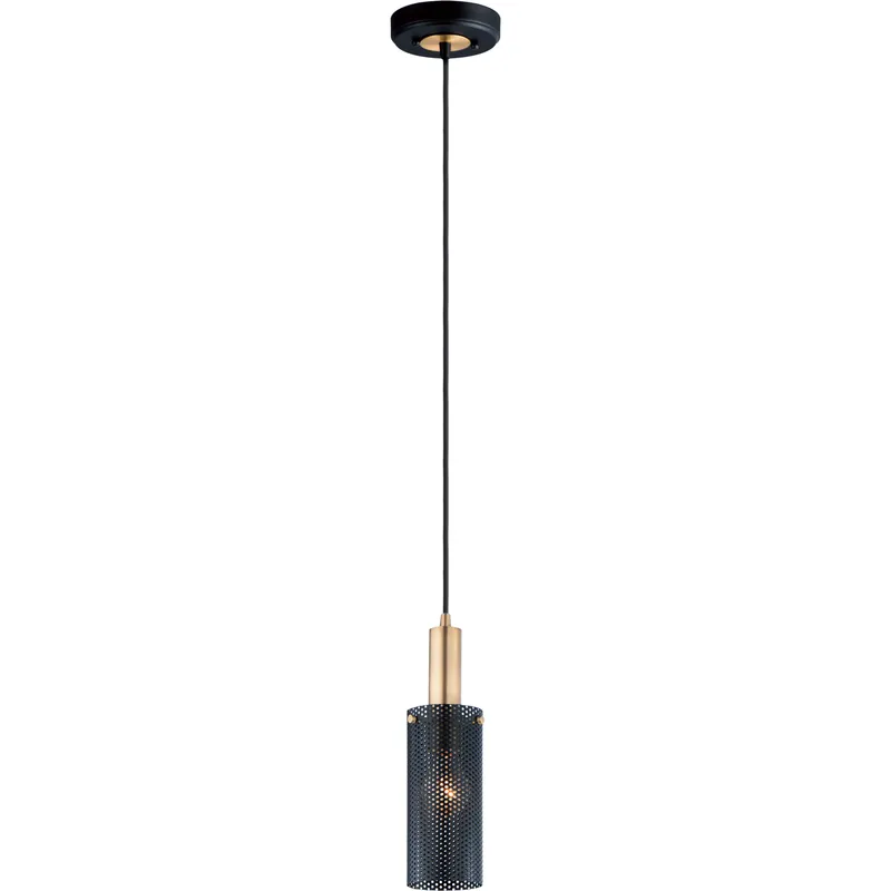 Perf 1 Light 3.5 inch Black and Satin Brass Mini Pendant Ceiling Light
