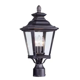 Maxim Lighting Knoxville 3-Light Outdoor Post Top Lantern - Clear Glass - 120V - Bronze