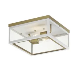 Maxim Lighting Neoclass 2-Light Outdoor Flush Mount - 120V - White / Gold