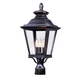 Maxim Lighting Knoxville 3-Light Medium Outdoor Post Top Lantern - Clear Glass - 120V - Bronze