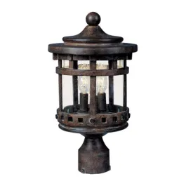 Maxim Lighting Santa Barbara Die Cast 3-Light Medium Outdoor Post Top Lantern - 120V - Sienna