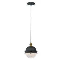 Maxim Lighting Portside 10" 1-Light Outdoor Pendant - 120V - Oil Rubbed Bronze / Antique Brass