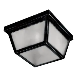 Maxim Lighting Essentials 1-Light Square Outdoor Ceiling Mount - Frosted Glass Shade - 120V - Black