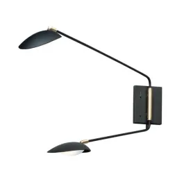 Maxim Lighting Scan 2-Light LED Swing Arm Wall Sconce - 3000K - 120V - Black / Satin Brass