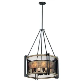 Maxim Lighting Boundry 6-Light Chandelier - 120V - Black / Barn Wood / Antique Brass