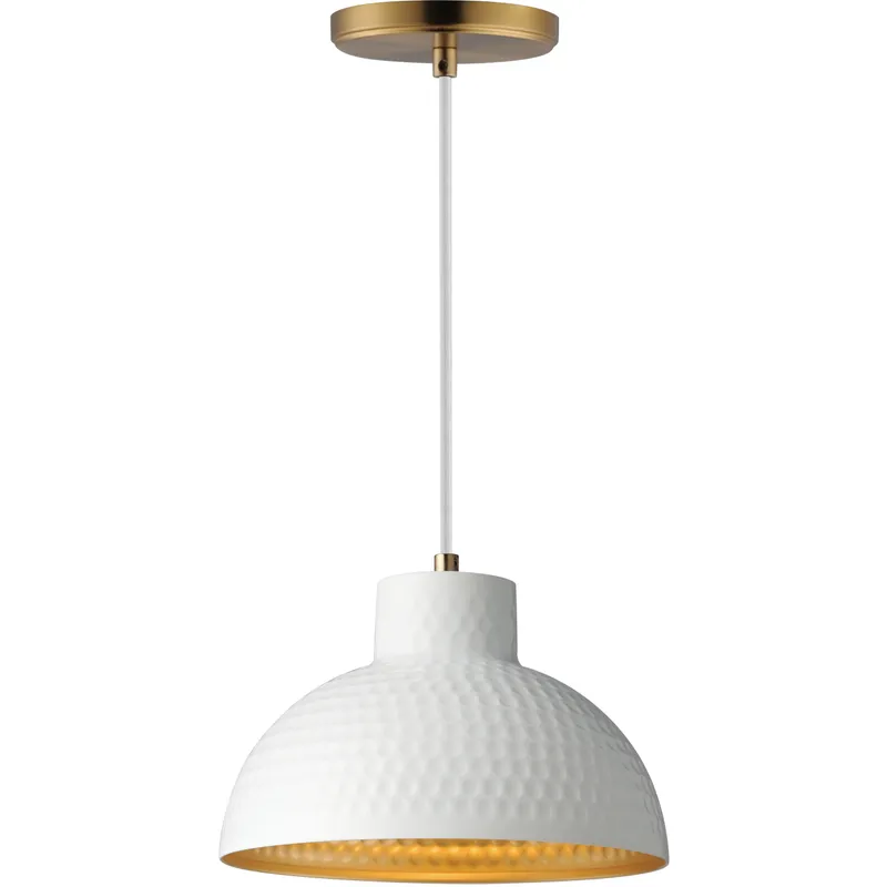 Rockport 1 Light 10 inch White and Natural Aged Brass Single Pendant Ceiling Light