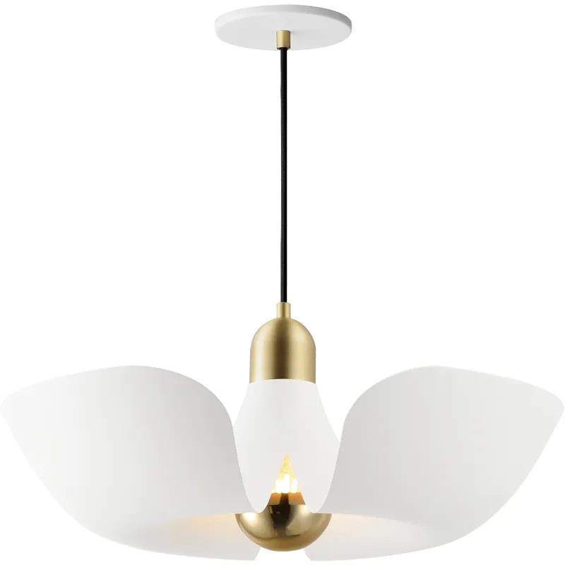 Poppy LED 17.75 inch White and Satin Brass Single Pendant Ceiling Light