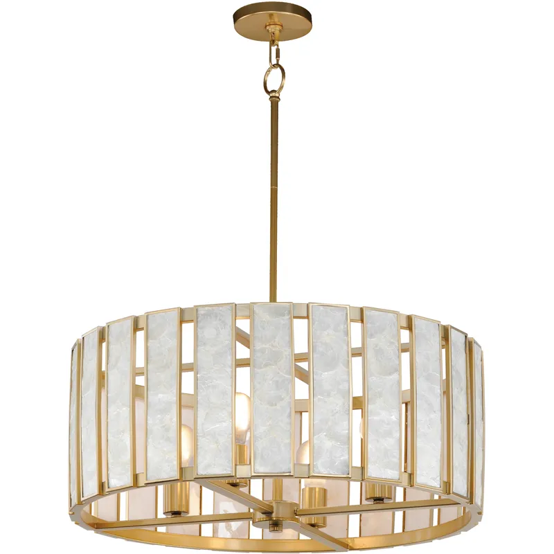 Miramar 4 Light 24.25 inch Capiz and Natural Aged Brass Single Pendant Ceiling Light