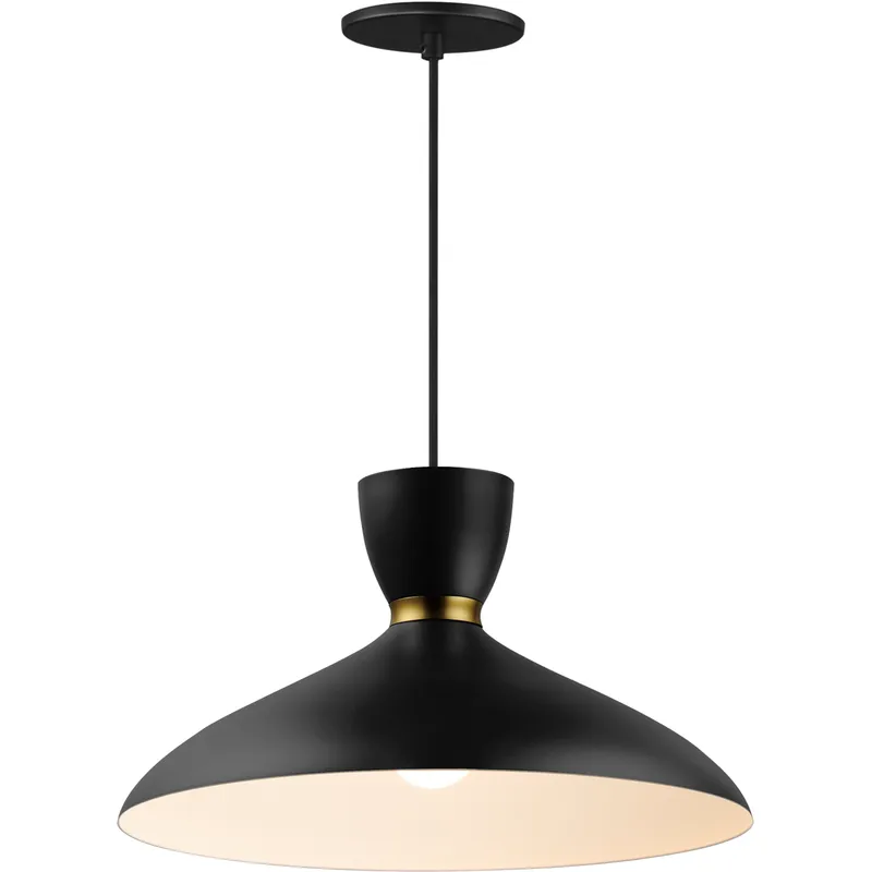 Carillon 1 Light 15.75 inch Black and Satin Brass Single Pendant Ceiling Light