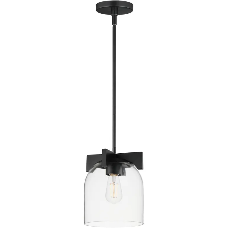 Scoop 1 Light 8 inch Black Single Pendant Ceiling Light in Clear