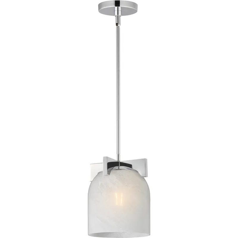 Scoop 1 Light 8 inch Polished Chrome Single Pendant Ceiling Light in Marble