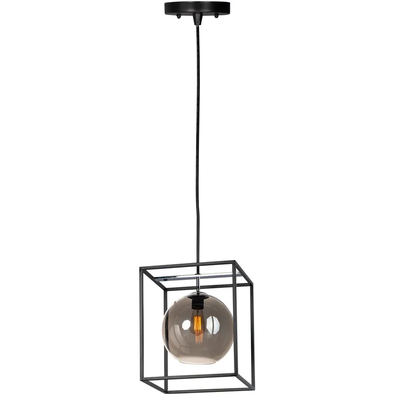 Fluid LED 15 inch Black and Polished Chrome Single Pendant Ceiling Light in Mirror Smoke