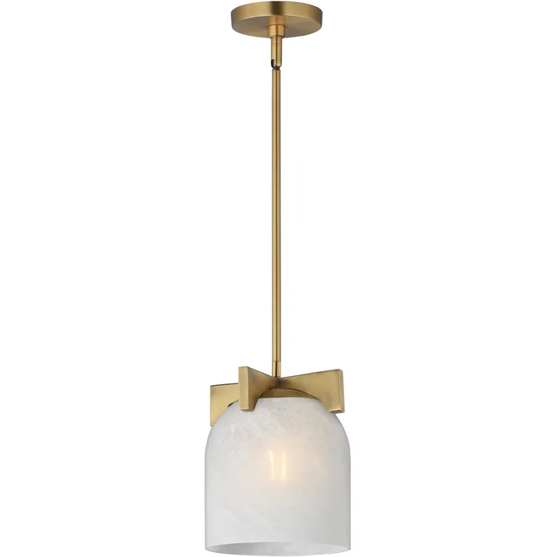 Scoop 1 Light 8 inch Natural Aged Brass Single Pendant Ceiling Light in Marble