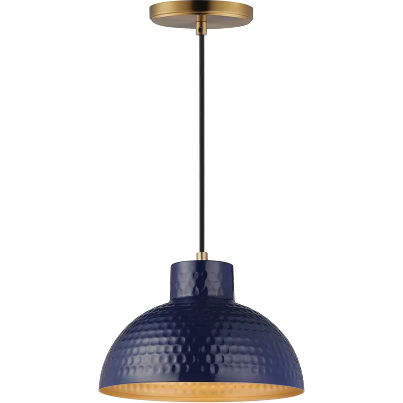 Rockport 1 Light 10 inch Glossy Navy and Natural Aged Brass Single Pendant Ceiling Light in Green and Natural Aged Brass