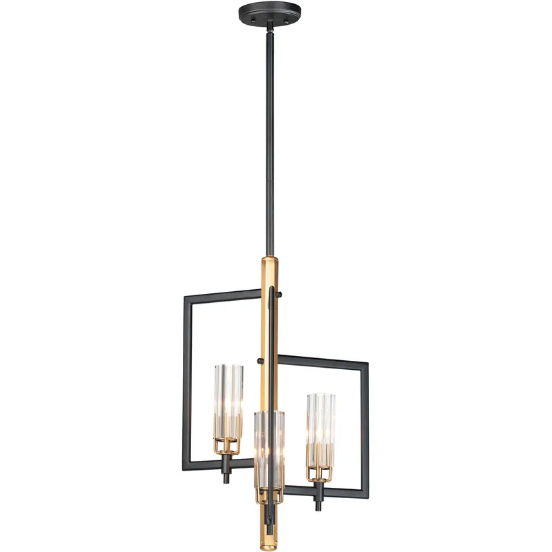 Flambeau 3 Light 12.75 inch Black and Antique Brass Single Pendant Ceiling Light