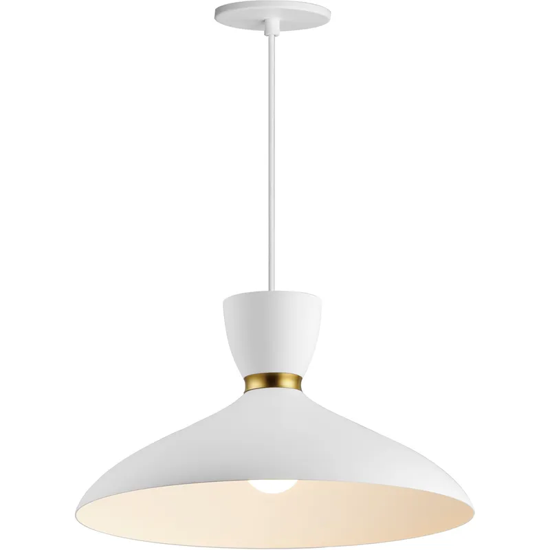 Carillon 1 Light 15.75 inch White and Satin Brass Single Pendant Ceiling Light