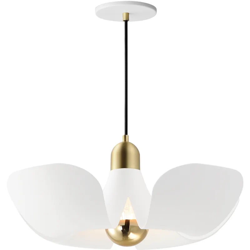 Poppy LED 17.75 inch White and Satin Brass Single Pendant Ceiling Light