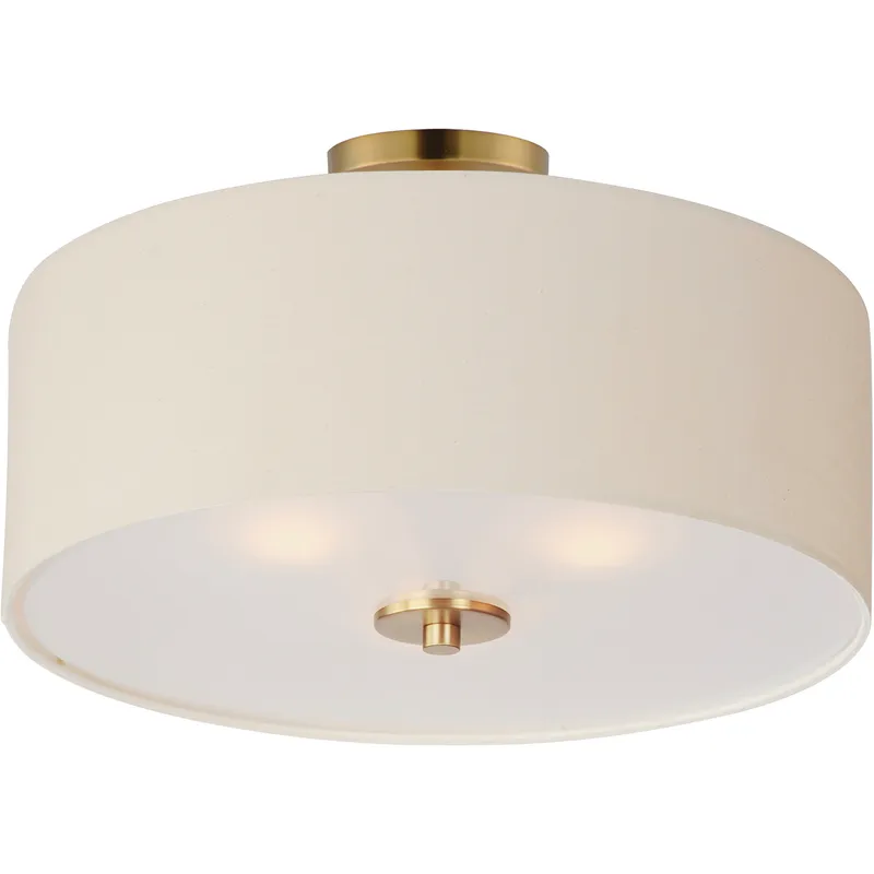 Bongo 3 Light 18 inch Natural Aged Brass Semi-Flush Mount Ceiling Light