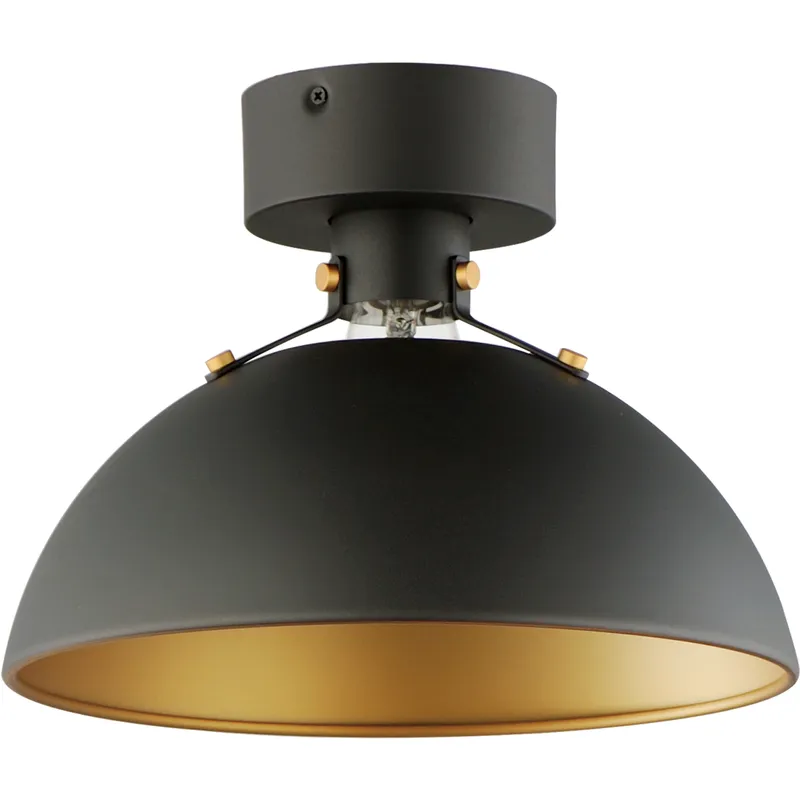 Dawn 1 Light 12 inch Antique Brass and Black Semi-Flush Mount Ceiling Light