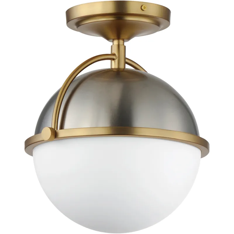 Duke 1 Light 9.5 inch Satin Nickel and Satin Brass Semi-Flush Mount Ceiling Light