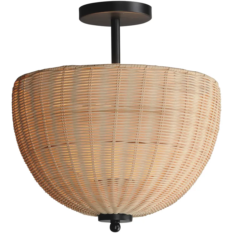 Maldives 2 Light 14.75 inch Black Semi-Flush Mount Ceiling Light, Semi Flush