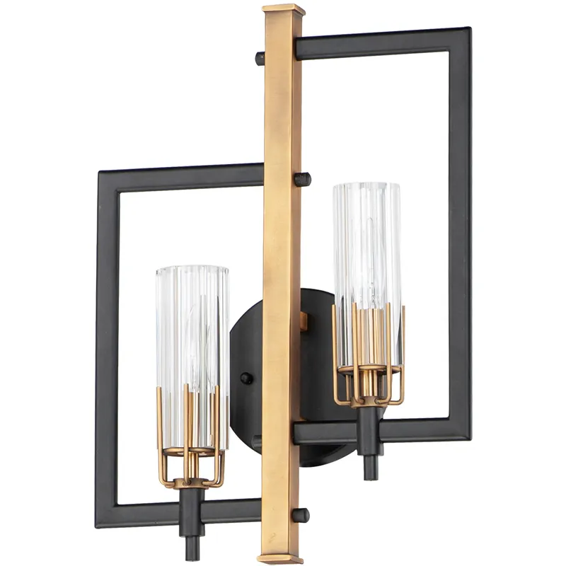 Flambeau 2 Light 13 inch Black and Antique Brass ADA Wall Sconce Wall Light