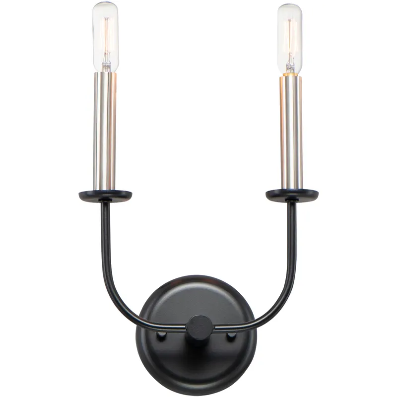 Wesley 2 Light 9 inch Black and Satin Nickel ADA Wall Sconce Wall Light