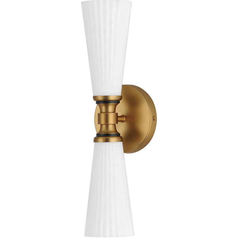 Krevat 2 Light 5 inch Black and Natural Aged Brass Wall Sconce Wall Light