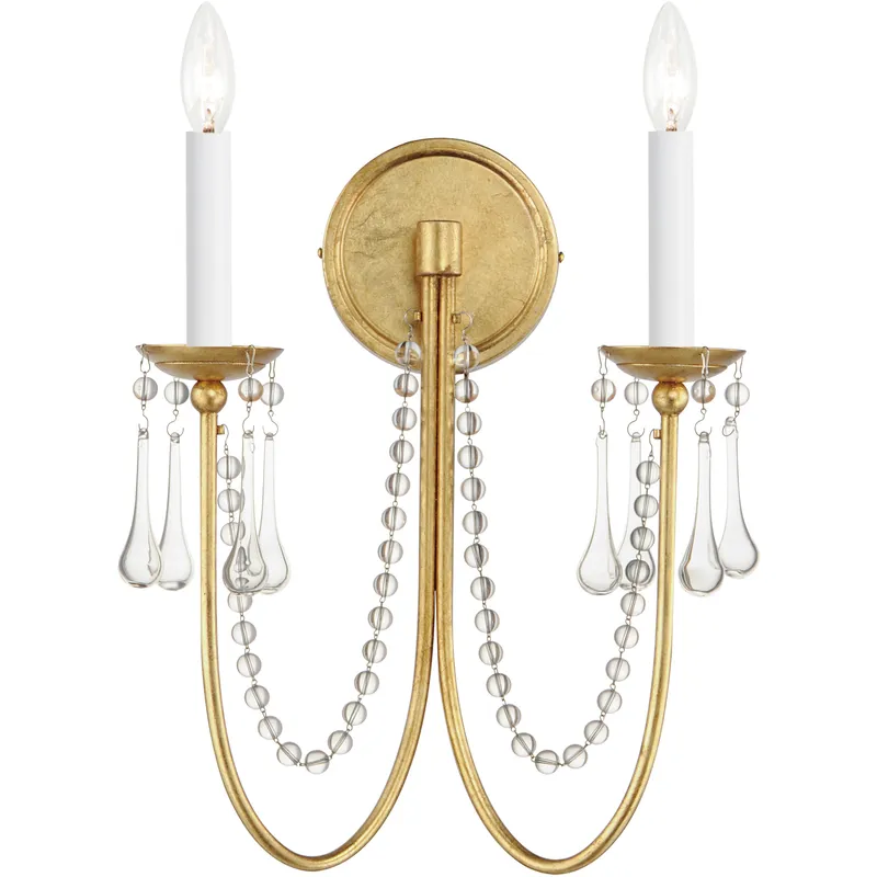 Plumette 2 Light 14 inch Gold Leaf Wall Sconce Wall Light