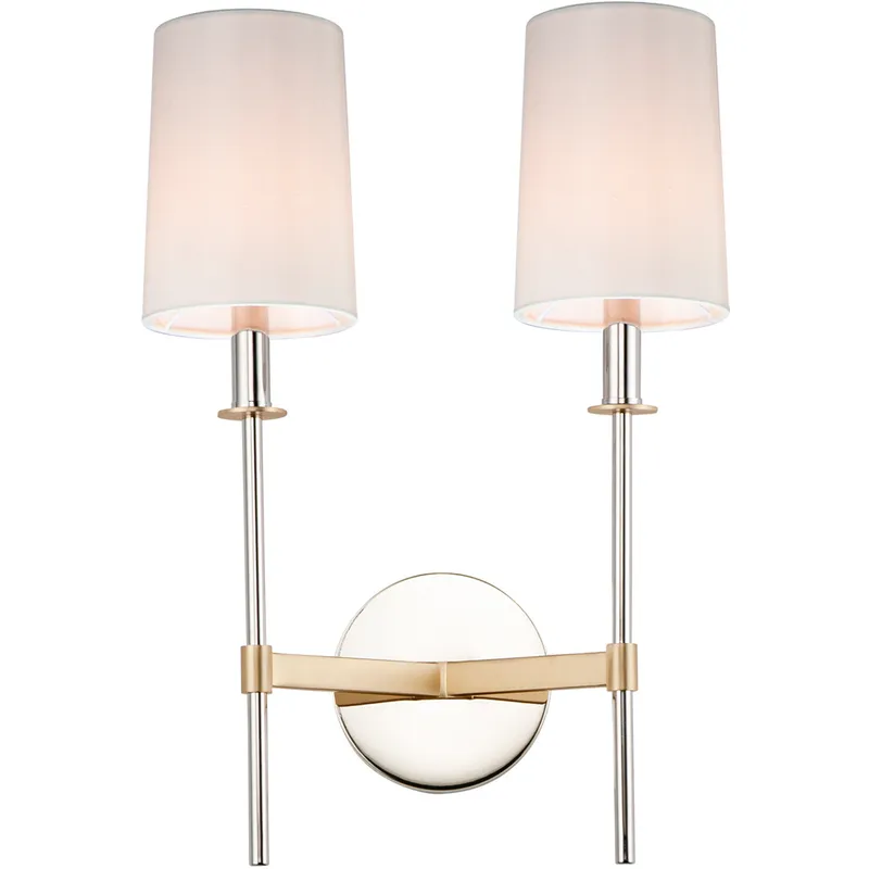 Uptown 2 Light 13 inch Satin Brass and Polished Nickel Wall Sconce Wall Light